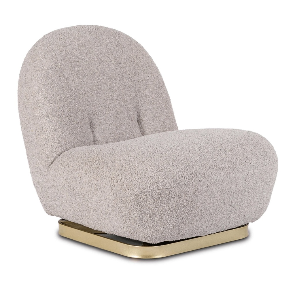 [ME.SONNY/P/ZL/TB/FW] SONNY drehbarer Loungesessel aus grauem Bouclé