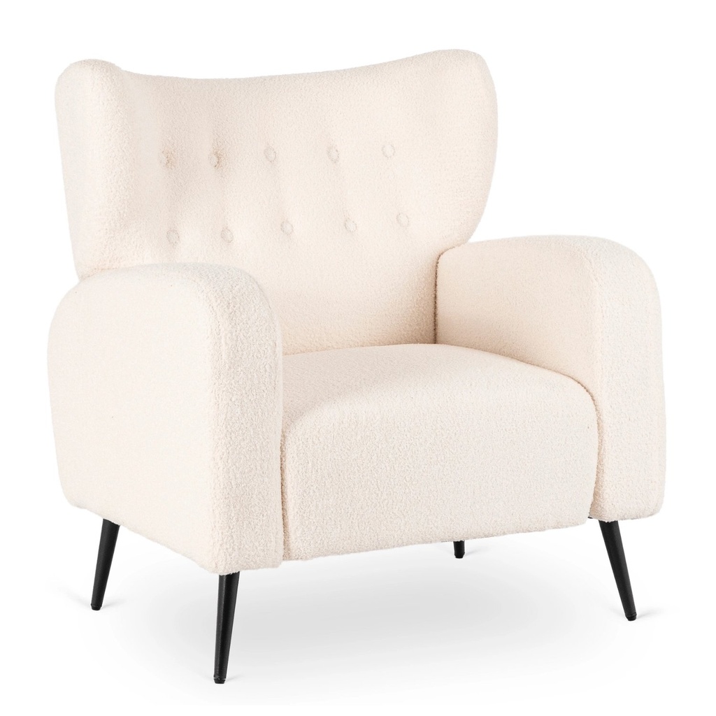 [ME.NICO/KR/DREW/TB/FW] NICO Cremefarbener Bouclé-Loungesessel