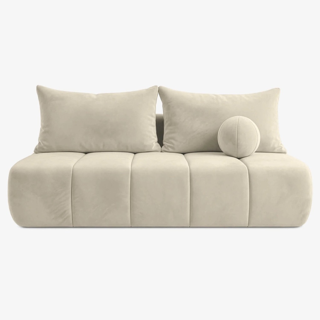 [COM.CLOUD/MONOLITH02/SOF] SARIA Klappsofa aus cremefarbenem Velours