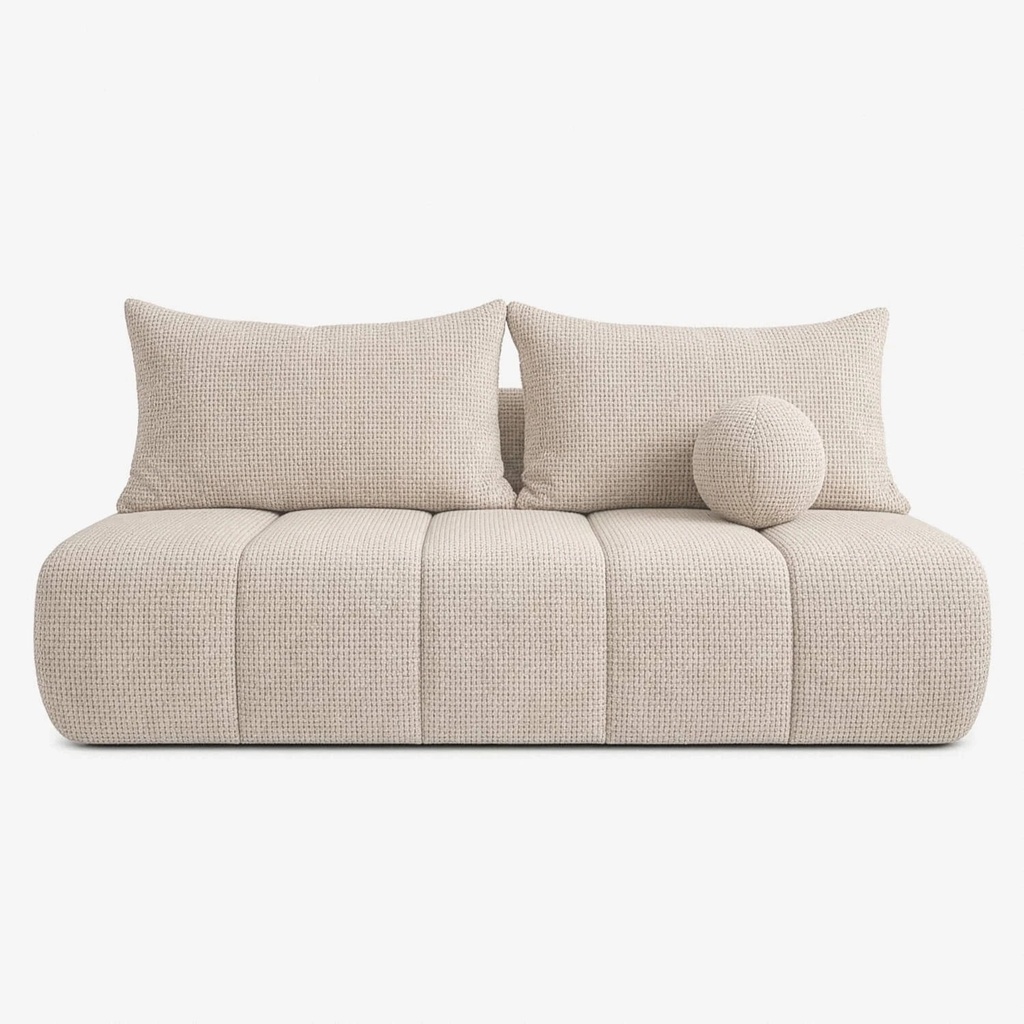 SARIA Cremefarbenes Chenille-Schlafsofa