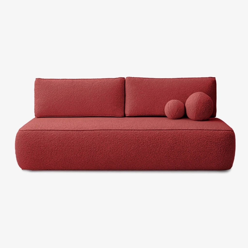 ARVETO Burgunderfarbenes Bouclé-Klappsofa