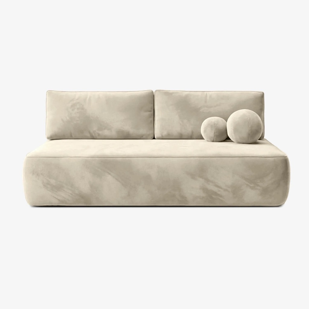 ARVETO Klappsofa aus cremefarbenem Velours