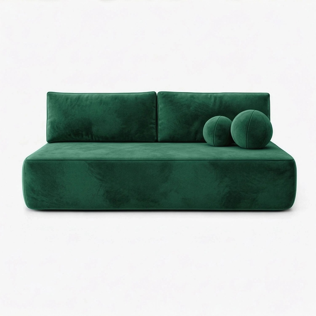 ARVETO Klappsofa aus grünem Velours