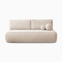 ARVETO Cremefarbenes Chenille-Schlafsofa