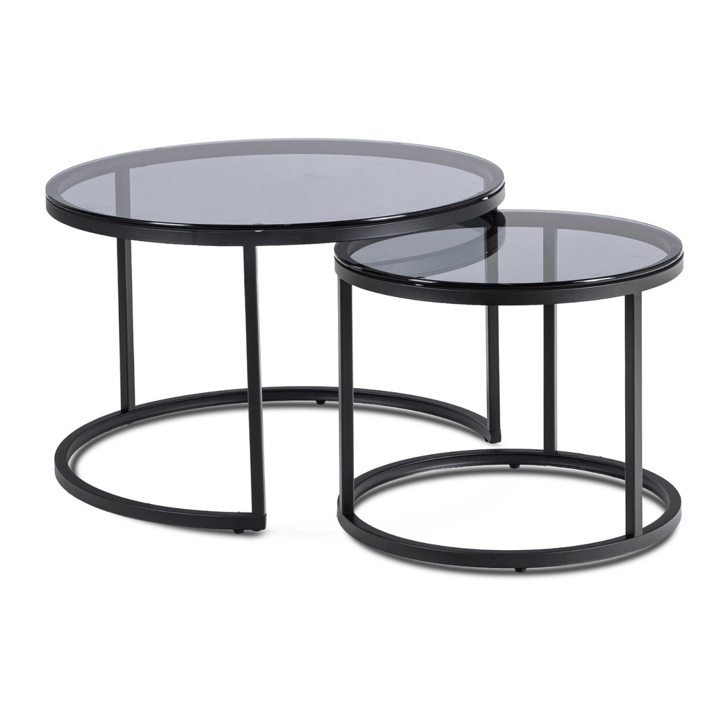 [ME.CARRERA/P/CZ/SZKL/L] CARRERA Couchtisch-Set Grau/Schwarz