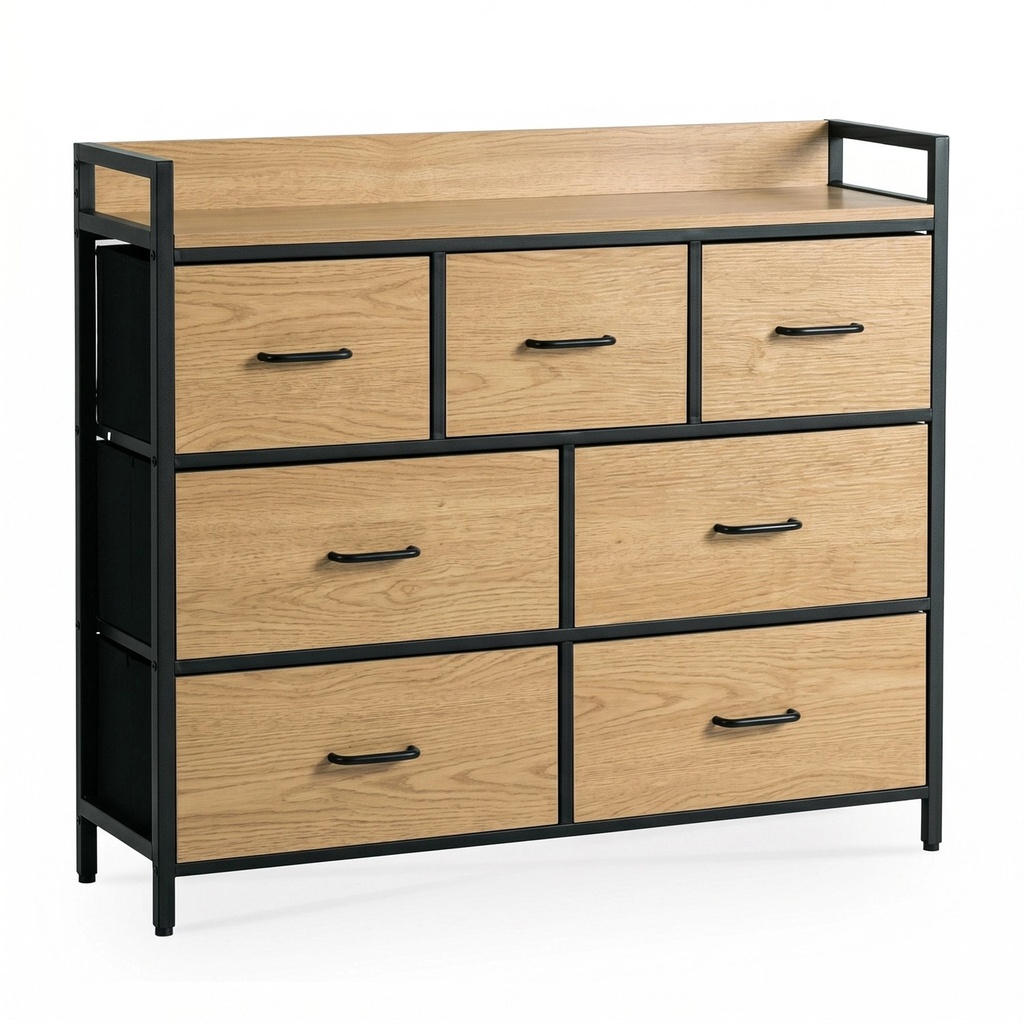 HUDSON Kommode 98 cm Eiche/Schwarz