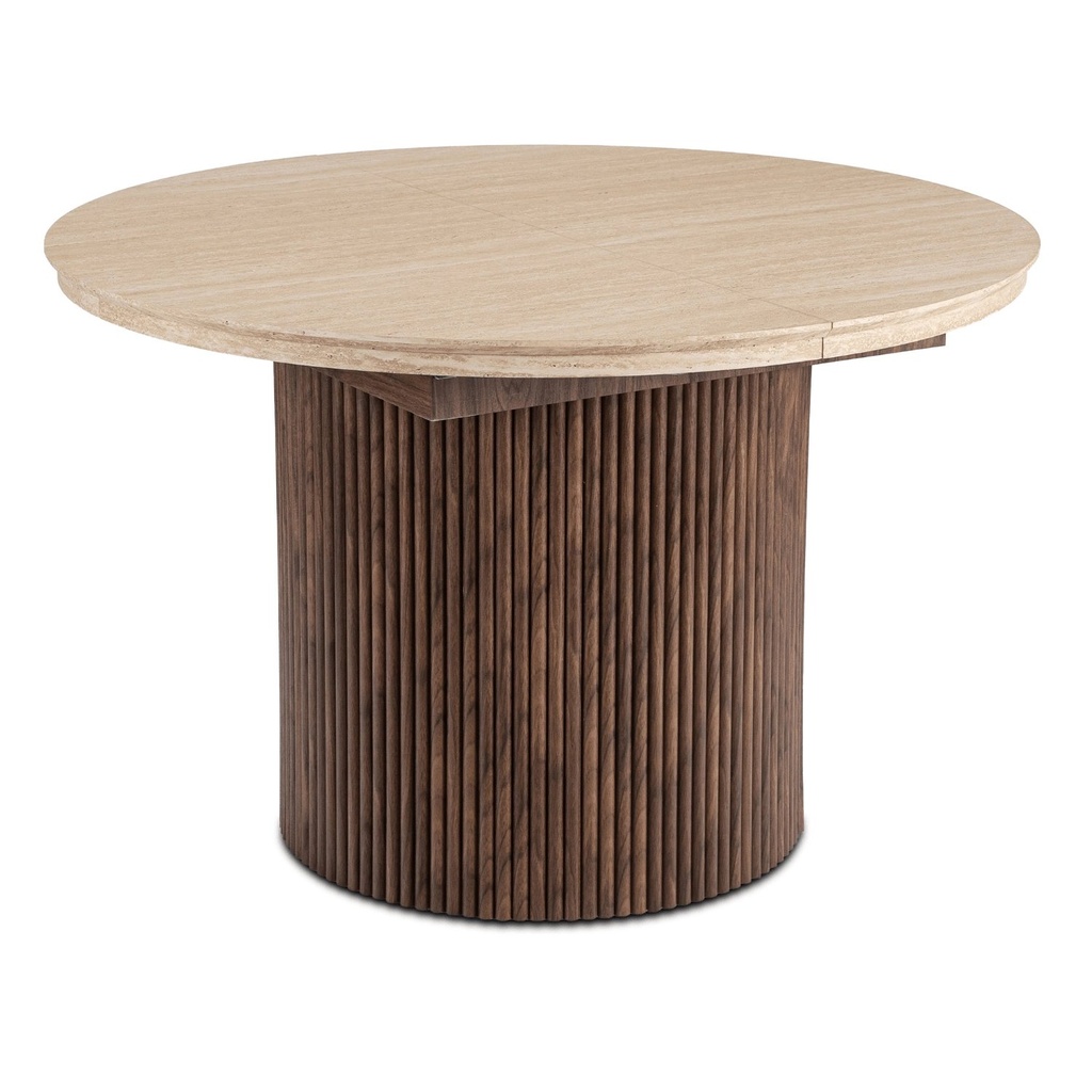 AURELIO ausziehbarer Tisch 120-160 cm Travertin/Walnuss