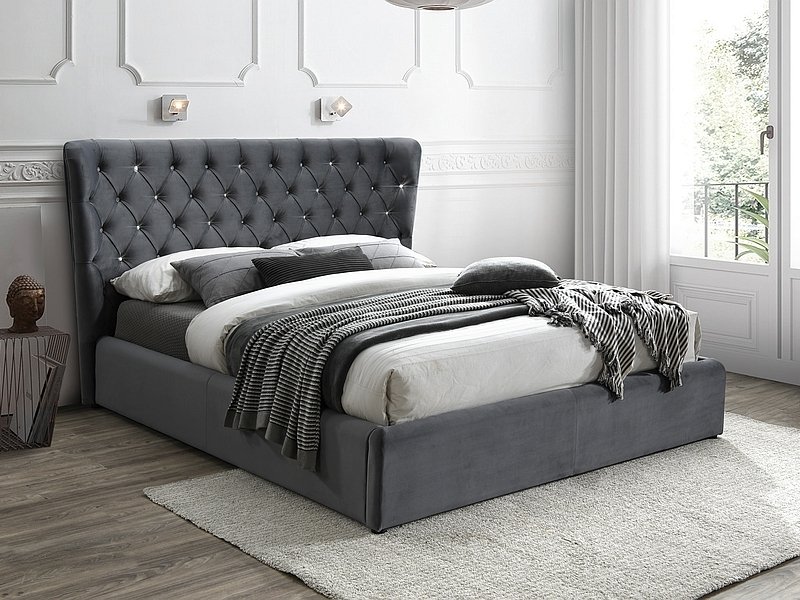 [CARVENV160SZ] Geschnitztes Samtbett